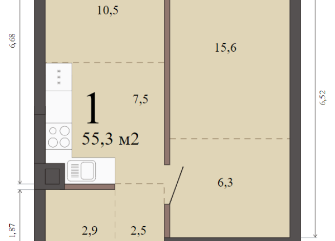 55.30 м² | 2 - 23 эт.