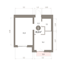 36.00 м² | 7 - 9 эт. 00