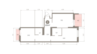 67.00 м² | 6 - 9 эт.