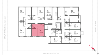 32.80 м² | 1 - 8 эт.