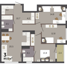 89.50 м² | 12 - 32 эт. 00