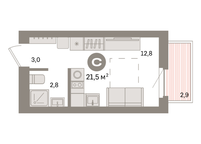 21.00 м² | 4 - 7 эт.