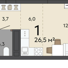 26.50 м² | 5 - 23 эт. 00