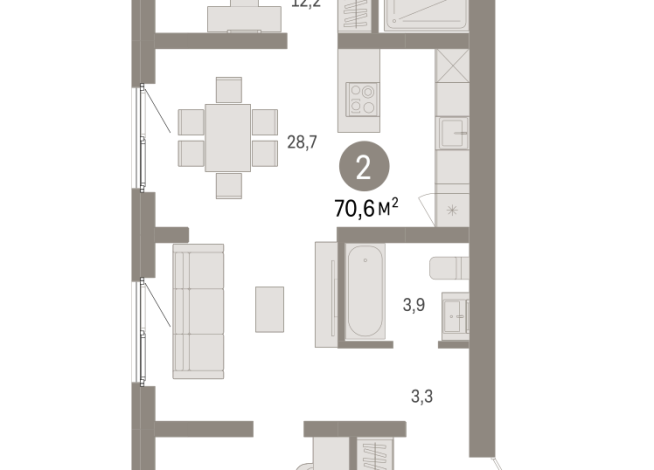 70.00 м² | 9 - 9 эт.