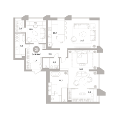 149.00 м² | 18 - 25 эт. 00