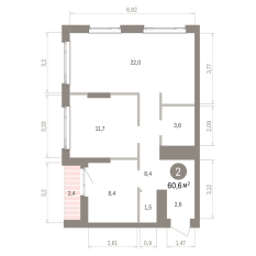 60.00 м² | 18 - 25 эт. 00