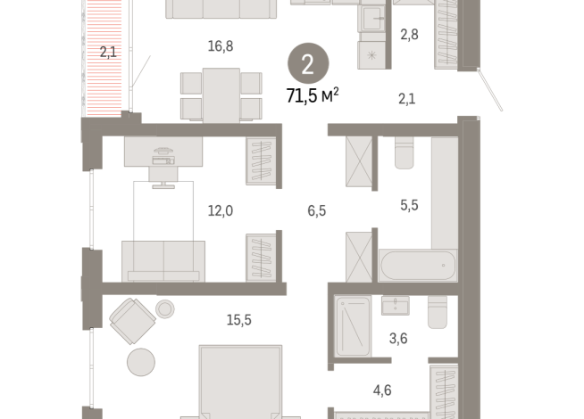 71.00 м² | 17 - 17 эт.