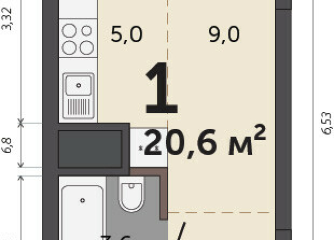 20.60 м² | 13 - 30 эт.