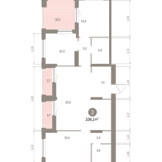 106.00 м² | 16 - 16 эт. 00