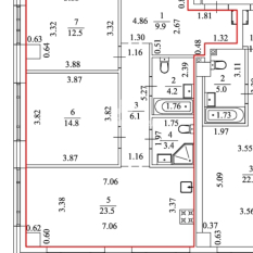 2-к квартира | 74.40 м² | 5 - 26 эт. 100
