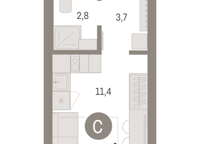 19.00 м² | 6 - 9 эт.