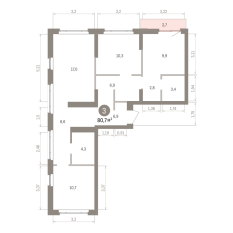 80.00 м² | 5 - 7 эт. 00