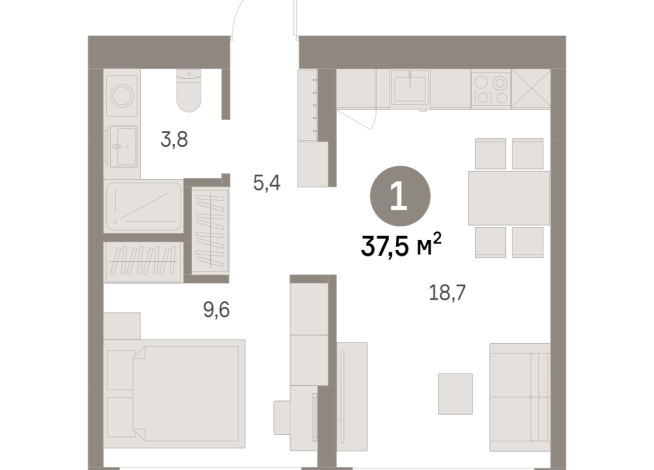 37.00 м² | 2 - 8 эт.