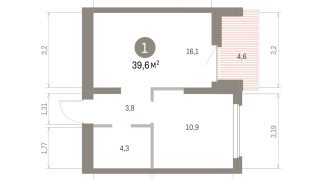 39.00 м² | 7 - 9 эт.