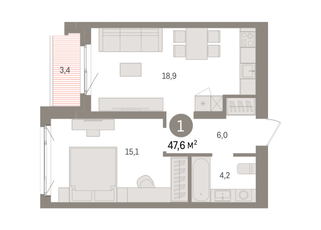 47.00 м² | 4 - 8 эт.