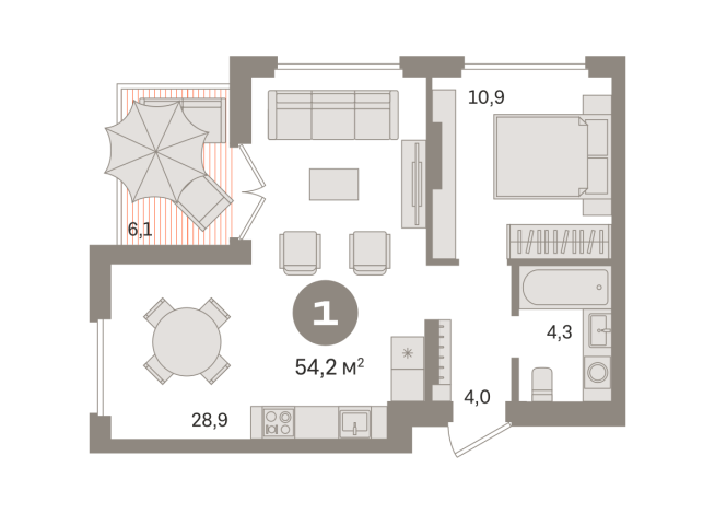54.00 м² | 9 - 9 эт.