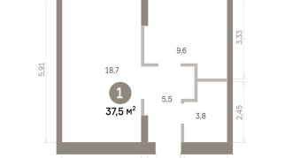 37.00 м² | 2 - 9 эт.