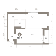 51.00 м² | 11 - 16 эт. 00