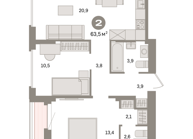 63.00 м² | 7 - 16 эт.