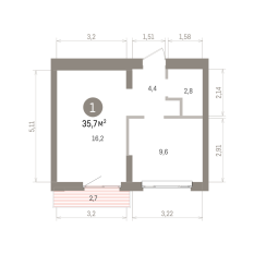 35.00 м² | 5 - 7 эт. 00