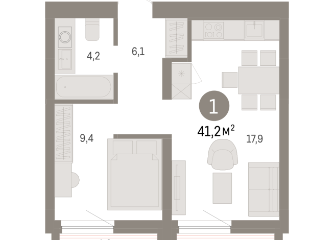 41.00 м² | 7 - 8 эт.