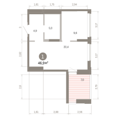 46.00 м² | 14 - 16 эт. 00