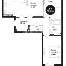 3-к квартира | 78.80 м² | 6 - 9 эт. 10