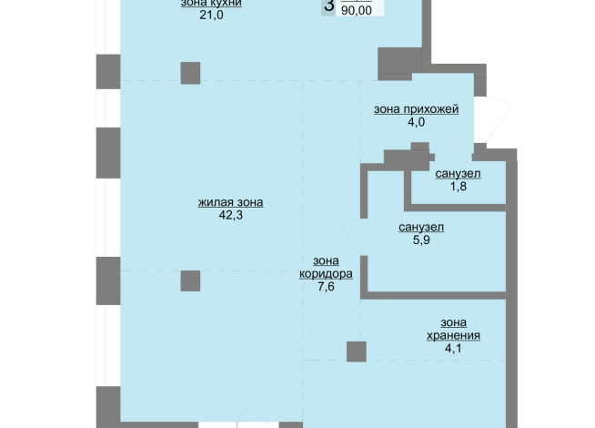 91.20 м² | 12 - 30 эт.