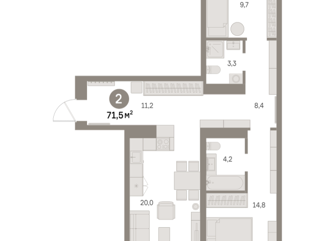 71.00 м² | 3 - 9 эт.