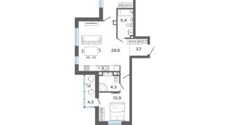 74.27 м² | 7 - 25 эт.