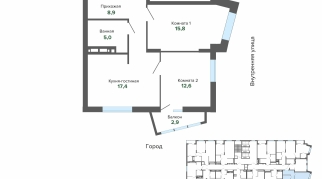 62.49 м² | 14 - 25 эт.