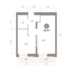 48.00 м² | 4 - 8 эт. 00