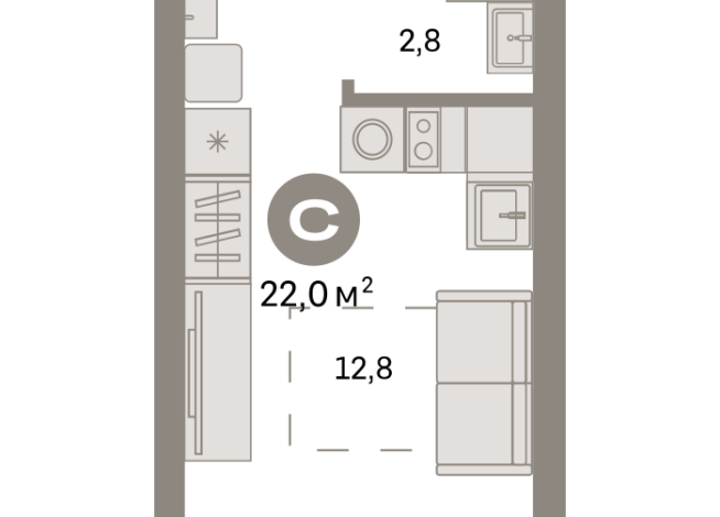 21.00 м² | 7 - 9 эт.