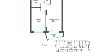 46.51 м² | 20 - 25 эт.