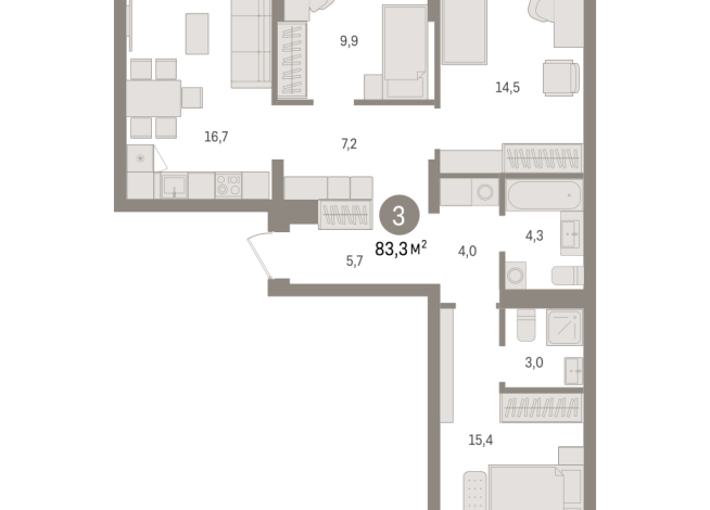 83.00 м² | 4 - 7 эт.