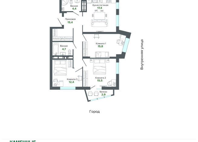88.37 м² | 20 - 25 эт.