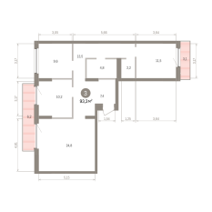 93.00 м² | 8 - 9 эт. 00