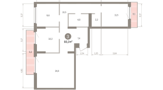 93.00 м² | 8 - 9 эт.