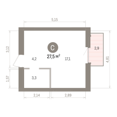 27.00 м² | 8 - 9 эт. 00