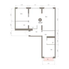 77.00 м² | 9 - 9 эт. 00