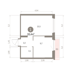 33.00 м² | 8 - 8 эт. 00