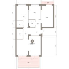 125.00 м² | 2 - 7 эт. 00