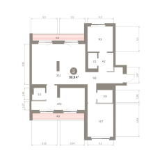 102.00 м² | 9 - 9 эт. 00