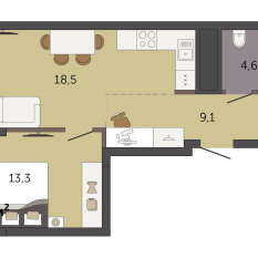 45.50 м² | 26 - 32 эт. 00