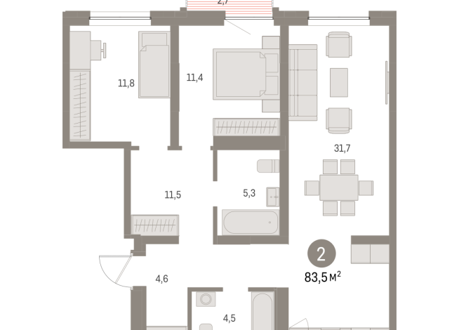 83.00 м² | 3 - 16 эт.