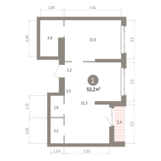 53.00 м² | 21 - 25 эт. 00