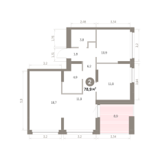 78.00 м² | 2 - 8 эт. 00
