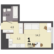 28.60 м² | 7 - 32 эт. 00