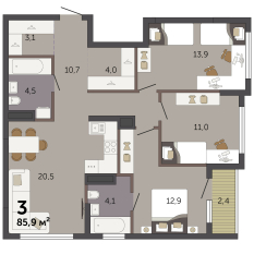 85.90 м² | 7 - 32 эт. 00