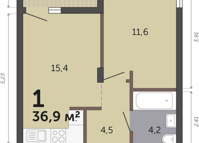 36.90 м² | 5 - 19 эт.